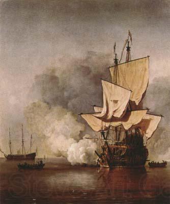 VELDE, Willem van de, the Younger The Cannon Shot (mk08) Norge oil painting art